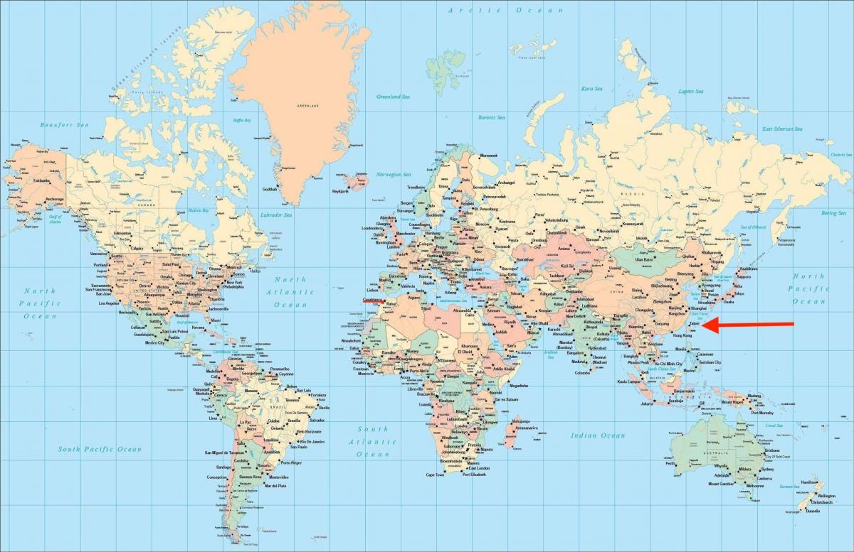 A localização de Taipé no mapa do mundo