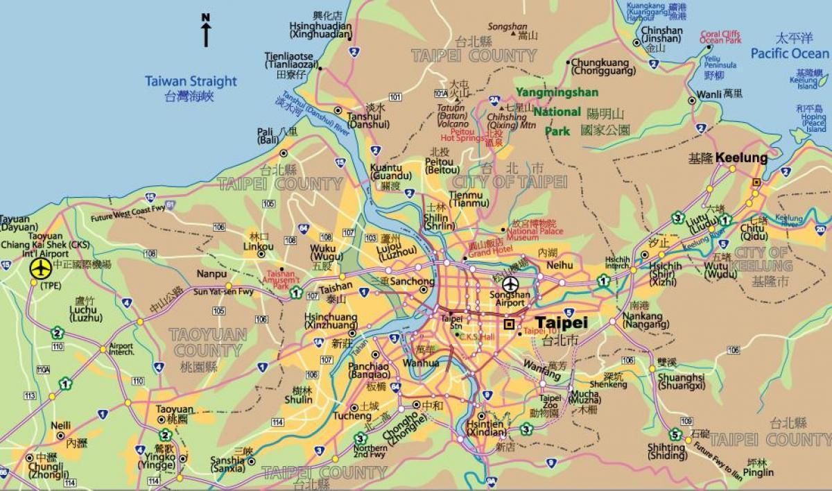 Mapa dos aeroportos de Taipé