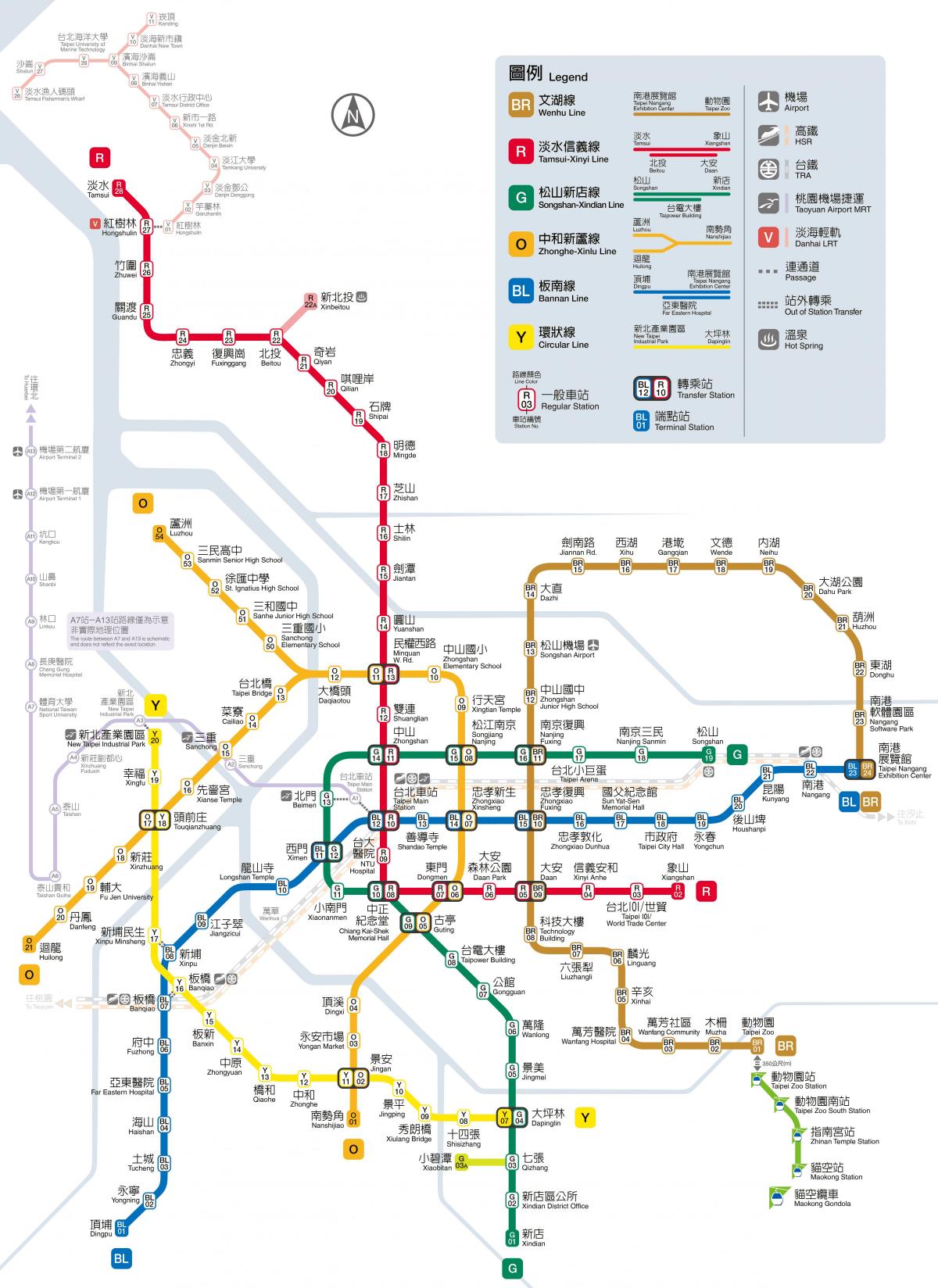 Mapa das estações do metro de Taipé